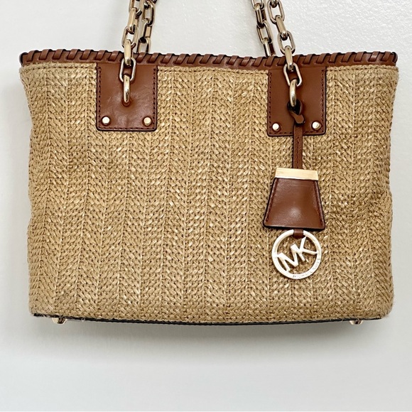 MICHAEL Michael Kors Rosalie East West Straw Tote w/Leather Trim GUC - Picture 14 of 16